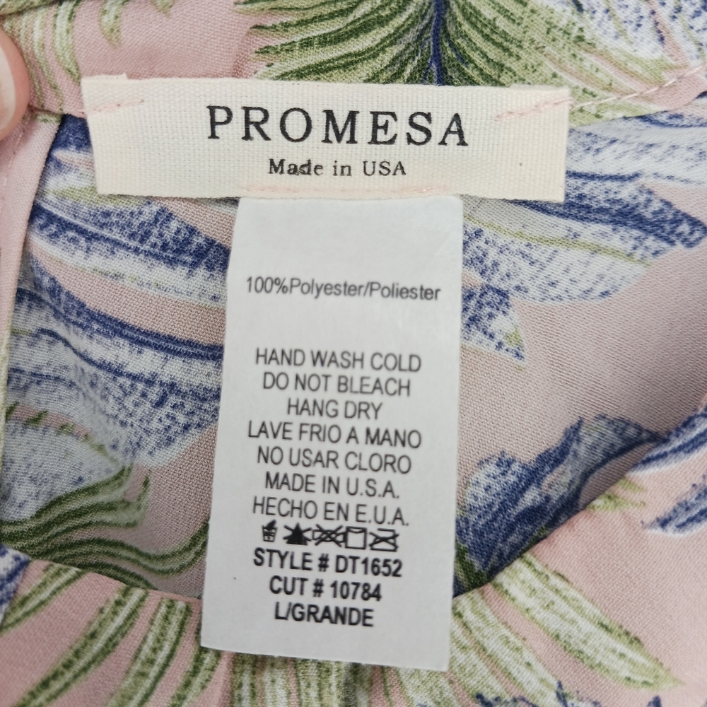 Promesa Green/Pink Tank Top Size Large - Picture 4 of 4